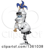 Clipart Of A Lancer School Mascot Standing With A Baseball Bat Royalty Free Vector Illustration