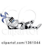 Clipart Of A Lancer School Mascot Resting On His Side Royalty Free Vector Illustration