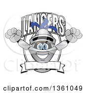 Clipart Of A Lancer School Mascot Leaping Out Of A Shield With Text And A Blank Banner Royalty Free Vector Illustration