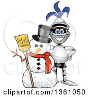 Poster, Art Print Of Lancer School Mascot With A Christmas Snowman