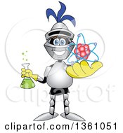 Lancer School Mascot Student Holding A Science Beaker And Atom