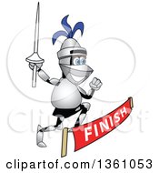Lancer School Mascot Holding A Lance And Racing Through A Finish Line