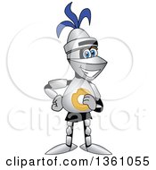 Clipart Of A Lancer School Mascot Holding A Donut Royalty Free Vector Illustration