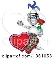 Poster, Art Print Of Lancer School Mascot Holding A Rose Over Valentines Day Chocolates