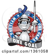 Lancer School Mascot Holding Up A Lance In A Circle Logo With One Team One Game One Goal Text