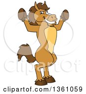 Clipart Of A Horse Colt Bronco Stallion Or Mustang School Mascot Character Cheering Royalty Free Vector Illustration