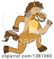 Poster, Art Print Of Horse Colt Bronco Stallion Or Mustang School Mascot Character Sprinting