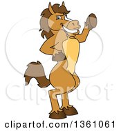 Poster, Art Print Of Horse Colt Bronco Stallion Or Mustang School Mascot Character Presenting