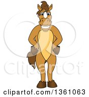 Poster, Art Print Of Horse Colt Bronco Stallion Or Mustang School Mascot Character Standing With His Hooves On His Hips