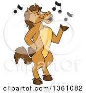 Poster, Art Print Of Horse Colt Bronco Stallion Or Mustang School Mascot Character Singing