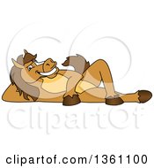Clipart Of A Horse Colt Bronco Stallion Or Mustang School Mascot Character Resting Royalty Free Vector Illustration