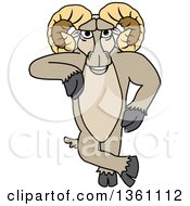 Clipart Of A Ram School Mascot Character Leaning Royalty Free Vector Illustration