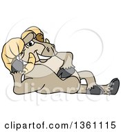 Clipart Of A Ram School Mascot Character Resting Royalty Free Vector Illustration