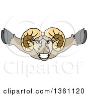 Clipart Of A Ram School Mascot Character Leaping Royalty Free Vector Illustration