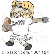Ram School Mascot Character Running With An American Football