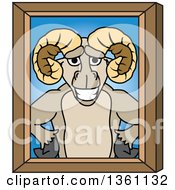 Clipart Of A Ram School Mascot Character Portrait Royalty Free Vector Illustration by Mascot Junction