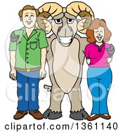 Ram School Mascot Character Posing With Parents