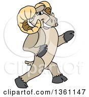 Clipart Of A Ram School Mascot Character Walking Upright Royalty Free Vector Illustration by Mascot Junction