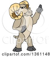 Ram School Mascot Character Holding Up A Finger
