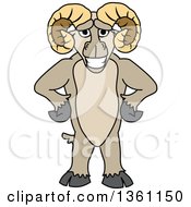 Poster, Art Print Of Ram School Mascot Character Standing Upright With Hands On His Hips