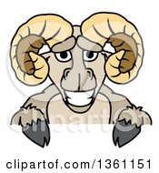 Ram School Mascot Character Over A Sign