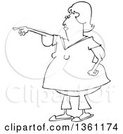 Poster, Art Print Of Cartoon Black And White Chubby Woman With Flabby Arms Pointing