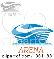 Poster, Art Print Of Blue And Gray Sports Stadium Arena Buildings With Text