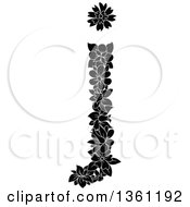 Clipart Of A Black And White Floral Lowercase Alphabet Letter J Royalty Free Vector Illustration