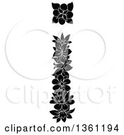 Clipart Of A Black And White Floral Lowercase Alphabet Letter I Royalty Free Vector Illustration