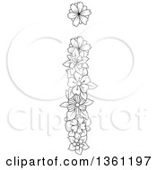 Black And White Lineart Floral Lowercase Alphabet Letter I