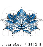 Poster, Art Print Of Blue White And Black Henna Lotus Flower