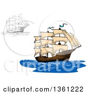 Poster, Art Print Of Sketched Ships