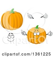 Clipart Of A Cartoon Face Hands And Pumpkins Royalty Free Vector Illustration