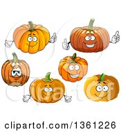 Clipart Of Cartoon Pumpkin Characters Royalty Free Vector Illustration