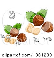 Clipart Of A Cartoon Face Hands And Hazelnuts Royalty Free Vector Illustration