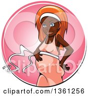 Poster, Art Print Of Cartoon Pregnant Black Woman In A Pink Circle