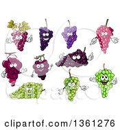 Clipart Of Cartoon Grape Characters Royalty Free Vector Illustration