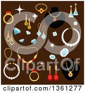 Poster, Art Print Of Gems And Jewelery On Brown