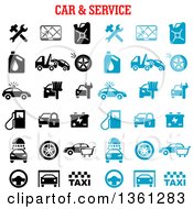 Black And Blue Automotive Icons With Text