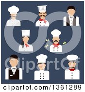 Poster, Art Print Of Flat Design Chefs Bakers And Waiters Over Blue