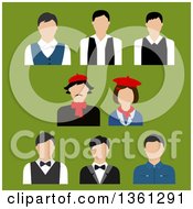 Poster, Art Print Of Flat Design Occupational People Avatars On Green