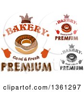Clipart Of Donut And Crown Bakery Text Designs Royalty Free Vector Illustration
