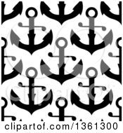 Poster, Art Print Of Seamless Background Pattern Of Black And White Anchors