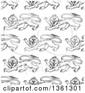 Poster, Art Print Of Seamless Pattern Background Of Black And White Lions