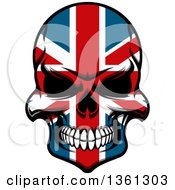 Clipart Of A Grinning Evil Skull In British Flag Colors Royalty Free Vector Illustration by Vector Tradition SM