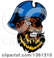 Poster, Art Print Of Cartoon Tough Black Male Pirate Captain With A Blond Beard Wearing An Eye Patch