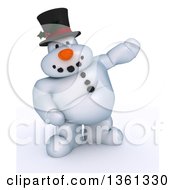 Poster, Art Print Of 3d Snowman Character Presenting On A Shaded White Background