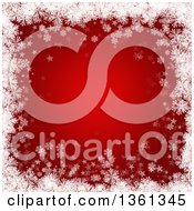 Poster, Art Print Of Red Christmas Background Bordered In White Snowflakes And Stars