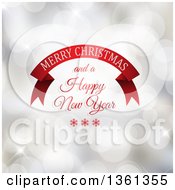 Poster, Art Print Of Red Banner With Merry Christmas And A Happy New Year Greeting Over Bokeh Flares