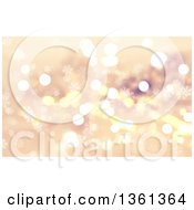 Poster, Art Print Of Golden Christmas Background Of Bokeh Flares And Snowflakes
